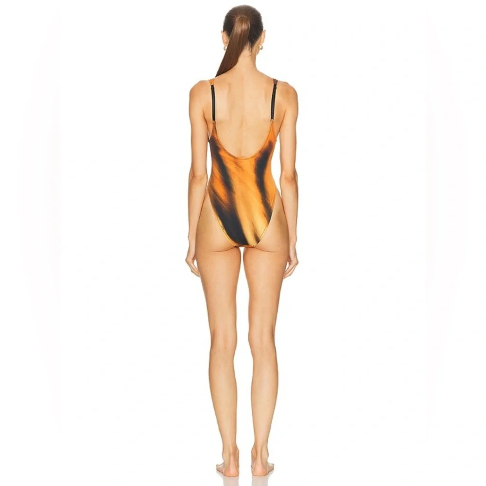 Skims x Roberto Cavalli Scoop Neck One Piece Swimsuit Tiger Face Print NWT NWB